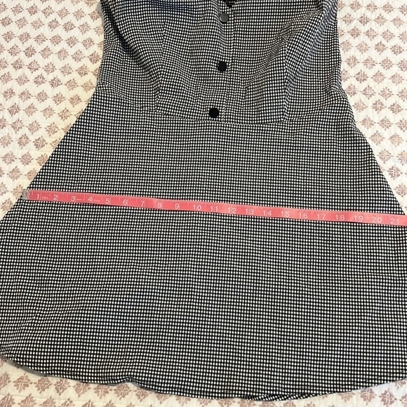 Topshop Black White Gingham Checked Skater Micro Mini Party Summer Dress Size 10 - Picture 14 of 15